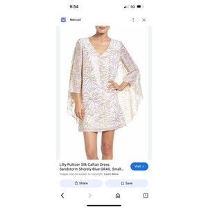 Lily Pulitzer Miri Kaftan Silk White‎ And Gold Dress Size 0